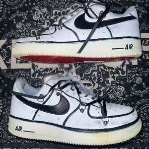 Custom Light Blue, White and Black Air Force Ones
